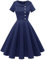 Wedtrend Robe Style Année 50 Pin Up Audrey Hepburn Vintage 1950 Rockabilly Femme Pin up avec Manches Courtes WTP20007 Navy S