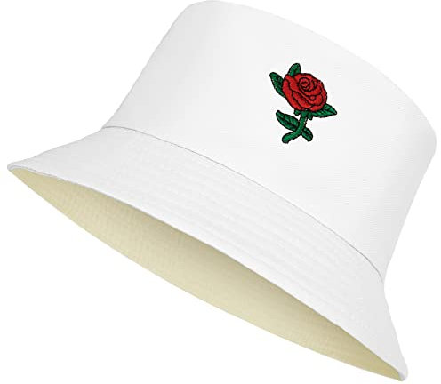 Tuopuda Fischerhüte Herren Damen, Anglerhut Baumwolle, Bucket Hat Faltbar, Sommerhut Outdoor, Kappen Cap Freizeithut zum Wandern Camping Reisen Angeln 56-58cm, Y-Weiß