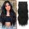 FESHFEN Clip in Extensions, 4PCS 50 cm Voller Kopf Haarverlängerungen mit Clips Synthetik Gewellte Haarextension Natürliches Schwarz Wavy Haar Extensions Clip in Haarteil für Frauen, 180g
