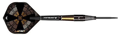 Mission darts d1598 crypt | dartpfeile-set mit premium 90% wolfram schwarz und gold pvd beschichtetem schaft und stahlspitze, m2, 23 g