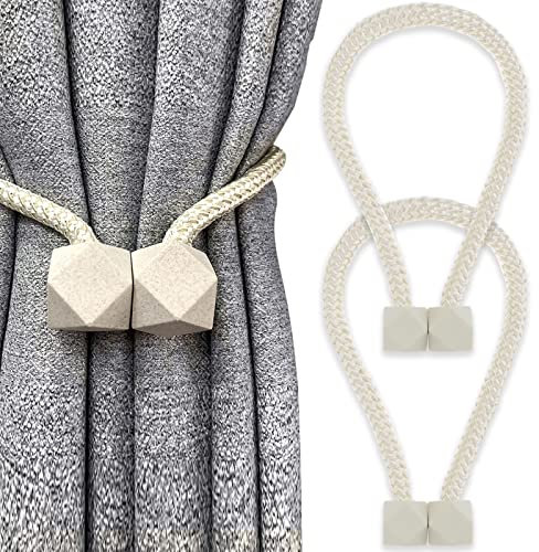 Yatinkim 2 Stück Vorhang Raffhalter Gardinen Raffhalter Beige Magnetische Gardinenhalter Seil Einstellbar Vorhänge Büro Dekorativer Zubehör Outdoor