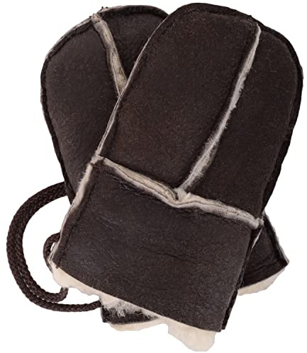 SNUGRUGS Baby Infant Winter Split Palm Genuine Sheepskin Mittens with Cord - Nutella Aviator