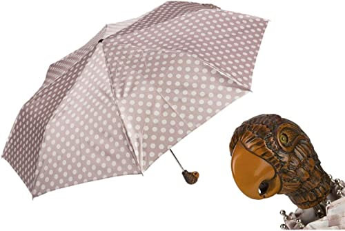 Pasotti, faltbarer Regenschirm mit Papageiengriff, stilvolles Accessoire, handgefertigt, Rosa mit Weiß