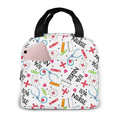 YINGD Bolsa de almuerzo para mujer, enfermera, lonchera caprichosa para el trabajo, viajes, bolsa de almuerzo, enfriadores suaves, bolsas aisladas
