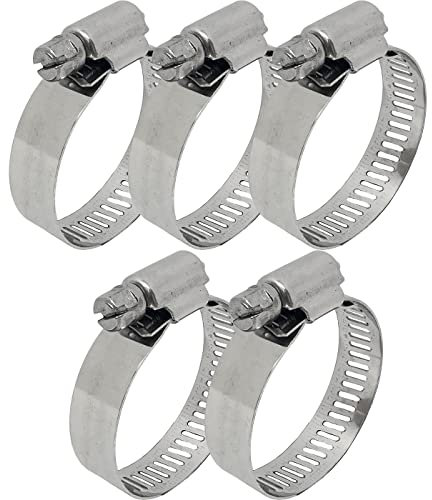 Lumonic 5x 21-44mm Collier de serrage en acier inoxydable V2A 201 I Collier de serrage réglable à visser I pour tuyaux flexibles machine à laver voitu