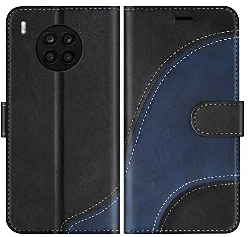 BoxTii Coque pour Huawei Honor 50 Lite/Huawei Nova 8i, Portefeuille Etui en Cuir PU, Magnétique Protection Housse Coque pour Huawei Honor 50 Lite/Huawei Nova 8i, Noir