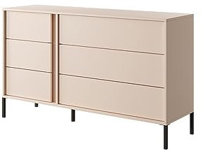 BETTSO - Kommode Schubladenkommode Highboard Schrank Beistelltisch mit 6 Schubladen für Wohenzimmer-Holen (Beige)