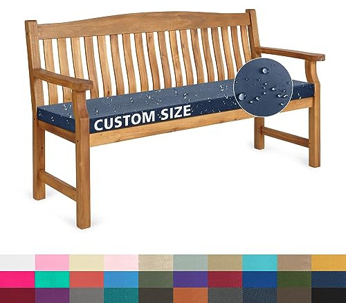 PHUSTJKL Bankkissen Bankauflage Outdoor Wasserfestes Sitzkissen für Gartenbank Benutzerdefinierte Größe 47 Farben, 10cm Dicke Waschbare Abnehmbarer Bezug Bankauflage für Innensofa/Gartenkissen