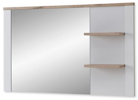 DIJON Wandspiegel in Ashgrey, Viking Oak Optik - Praktischer Spiegel mit Ablage für Flur & Garderobe - 130 x 80 x 17 cm (B/H/T)