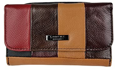 Quenchy London QL84M Damen-Geldbörse aus Leder, RFID-blockierend, mehrere Fächer für Debit- oder Kreditkartenfächer und Taschen mit Reißverschluss, Münzfach mit Reißverschluss, Lorenz Version 3843, L,