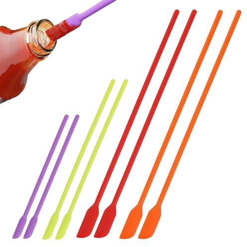 EUPSIIU 6 Pezzi Spatola in Silicone, Mini Spatola Silicone, Mini Raschietto Multicolore, Spatola Piccola in Silicone, Barattolo Raschietto Miscelare, per Cosmetici, Bottiglie Alimentari (Multicolore)
