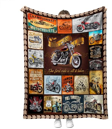YunTu Motorrad-Decke, Cooles Motorrad-Geschenk für Damen und Herren, superweich, Motorrad-Überwurfdecken für Bett, Sofa und Couch, Flauschige, warme Biker-Decken, Motorrad-Geschenke