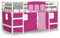vidaXL Lit Mezzanine Enfants et Rideaux, Lit Surélevé pour Enfants avec Échelle, Meuble de Rangement Chambre, Moderne, Rose 80x200 cm Bois Pin Massif