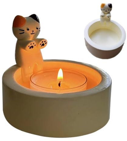 TAOLE Kerzenhalter Katzen Teelichthalter, Cartoon Süß Teelichthalter Kerzenhalter Wärmende Katzenpfoten Duftlichthalter Harz Katzen Kerze Teelicht Kerzenhalter Dekoratives Muss Für Katzenliebhaber
