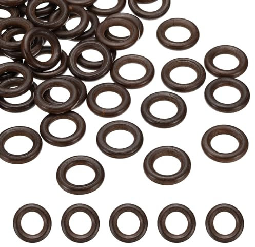 PATIKIL 30mm Anneaux en Bois Naturel, Lot de 30 Anneaux en Bois Ronds pour la Création de Bijoux, le Macramé et Les Travaux Manuels, Couleur Marron Foncé
