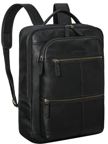 STILORD 'Coryo' Zaino Porta Pc Pelle | Grande & Elegante | 17 Pollici Zaino da Lavoro per Uomo e Donna | Unisex Business Backpack | Zaini in Vera Pelle, Colore:nero