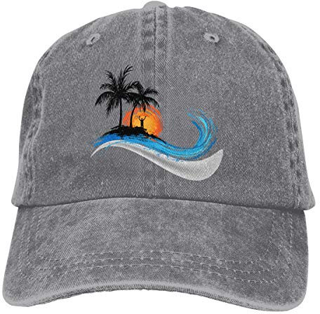 GTDEALS Palm Tree Baseball Caps Summer Aloha Beaches Outdoor Adjustable Denim Dad Hat