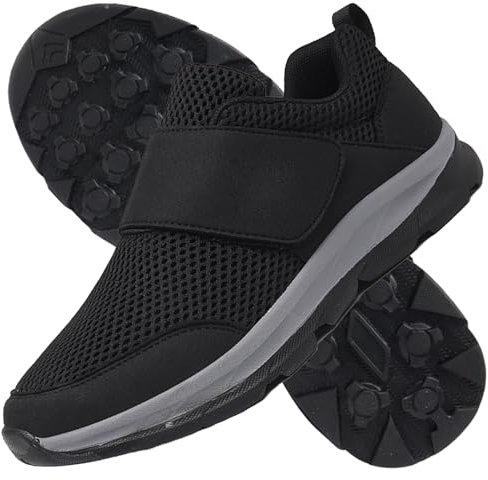 AEHO Diabetiker Sandalen Herren Outdoor Walking Shoes Orthopädische mit Klettverschluss Verstellbare Gesundheitsschuhe Verbandschuhe bei geschwollene Füße Reha Schuhe,Schwarz,45/275mm