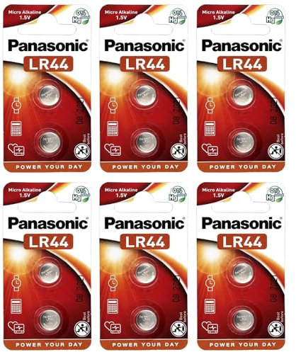 PANASONIC 6 Blister mit 2 Batterien LR44 Micro Alkaline – 1,5 V