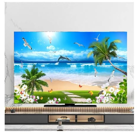 Staubgeschützter TV-Schutz TV-Abdeckung, Staubschutz, Handtuch, 43 Zoll, 55 Zoll, 50 Zoll, 65 Zoll, hängende LCD-Abdeckung, mehrere Größen, universelle Dekoration Staubschutzhülle für Fernseher (Colo