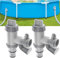 Lot de 2 valves pour piscine hors sol - Support de tuyau de piscine avec valve à piston - Pièces de rechange 2 en 1 - Receveur pour accessoires de piscine - Vanne d'arrêt pour tuyau de piscine 32/38