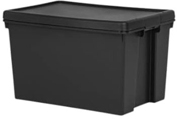 VISHCHIT 62L Large Wham Black Wham Bam 100% Recycled Plastic Containers with Air tight Snap Lid Stackable Strong Heavy Duty Storage Box Organiser Toys Shoes Storage Box for Home Office Garage (1)
