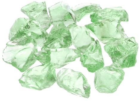 QUARKZMAN Feuer Glas für Feuerstelle 2-3cm(1/9) Hochglänzende Reflektierende Glas Steine für Natürliche oder Propan Kamine Sicher für Draußen und Drinnen Feuerstelle Glas Olivgrün