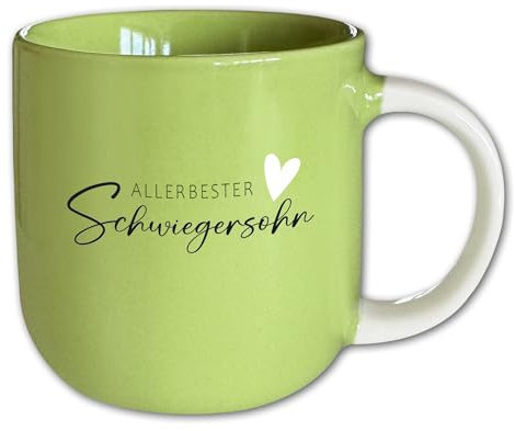 Tasse mit Spruch T133 ″Allerbester Schwiegersohn″ Porzellan Grün Motivtasse Geschenk Dankeschön 340 ml