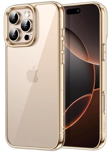 JETech Case for iPhone 16 Pro Max 6.9-Inch, Non-Yellowing Shockproof Phone Bumper Cover, Anti-Scratch Clear Back (Desert Titanium)