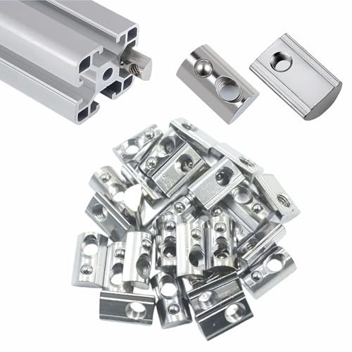 DAYALO 60 Stück Nutensteine M4 mit kugel Nut 6, 20-Serie M4 Aluprofil 20x20 Kohlenstoffstahl, T Nutsteine Schrauben Set für Alu Profil, Europanorm