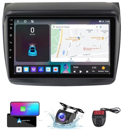 ZZPHKK Android 13 Autoradio für Mitsubishi L200 4/Pajero Sport 2 2008-2016 mit 9 Zoll Auto Stereo Radio mit 4G WiFi Carplay Android Auto Bluetooth 5.0 GPS FM/RDS Radio SWC Rückfahrkamera(NF-3)