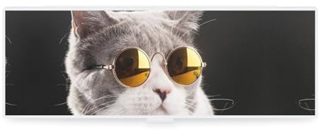 JZemdybill Federmäppchen, niedliche Brille, Katze, kreative einfache Schreibwaren-Box, 19,5 x 6,8 x 3 cm, Stil:, Einheitsgröße, Federmäppchen