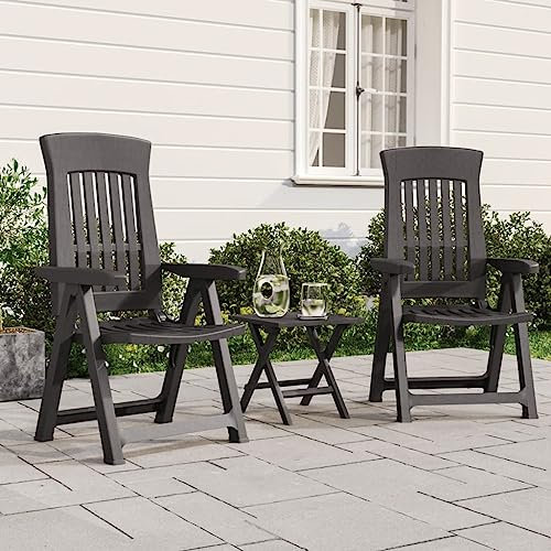 Iiaky Gartenstühle 2 STK. Garten StüHle Relaxsessel Garten Gartensessel Outdoor GartenstüHle Verstellbar Anthrazit PP