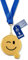 Pokal-Fabrik.de - Smiley Daumen hoch Medaillen Kinder Set - 5er Set in Gold aus Metall zum Kindergeburtstag - Bandfarbe nach Wahl - optional mit Wunschtext - für Turniere & Vereine