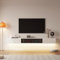 Artifyshore High Gloss Floating TV Unit Wall Mounted TV Cabinet, 140CM Under TV Floating Stand, Entertainment Shelf with 3 Doors for Living Room Bedroom White