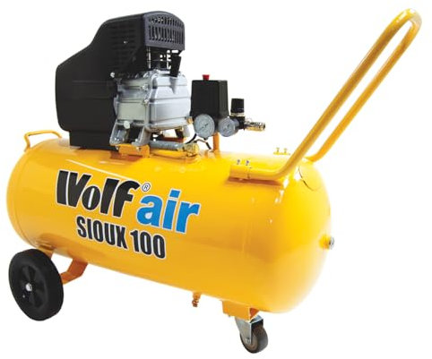 100 Litre Air Compressor 9.6CFM 100L 150psi Direct Drive 10 BAR 1800w 'Wolf Sioux 100' Oil Lubricated Portable 230V - 2 Years Warranty