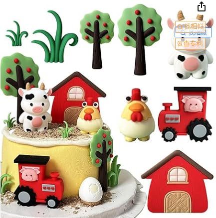Bauernhof Geburtstag Deko Traktor Bauernhof Tortendeko Tier Kuchen Dekoration 6 Stück Cake Topper Tierfiguren Spielzeug Kindergeburtstag Kuh Schwein Huhn Torte Dpielzeug Tortenaufleger