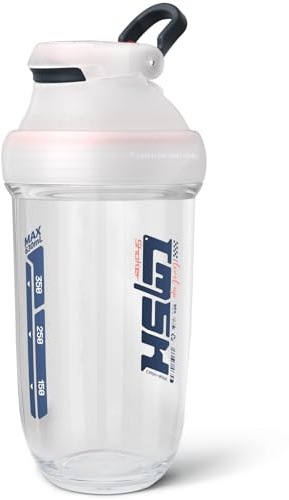 20 oz protein shaker bottle, TRITAN Plastic, BPA/BPS Free Whey Protein Drink Cups for Pre-Workout and Gym, Blender Shaker for Blending Protein Shakes, Overnight Oats and Smoothies (white)