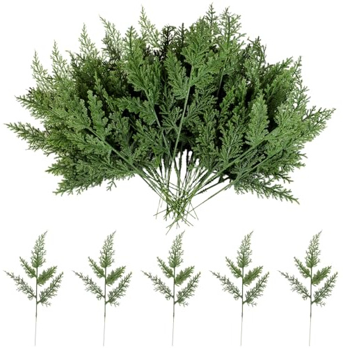 Deepton 45 Stück Tannenzweige Künstlich wie Echt, 31cm Grün Kunststoff | Tannenzweige für Weihnachten, Adventskranz, Kränze, DIY Basteln und Haus Garten Dekoration