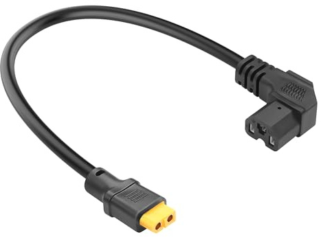 JSADZKJ 12AWG IEC C15 zu XT60 Ladekabel, 90-Grad-C15 zu XT60 Ladeadapterkabel 10A 250V C15 zu XT60 Stecker-Verlängerungskabel für Drohnen, Solar, Elektrofahrzeuge–0,5M/1,64FT (XT60 Female)