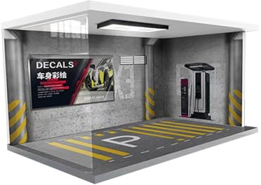 Auto-Vitrine im Maßstab 1:18, Simulation, Garage, Parkplatz mit Lichtern, Acryl, Fahrzeugszene, Spielzeug, Grau
