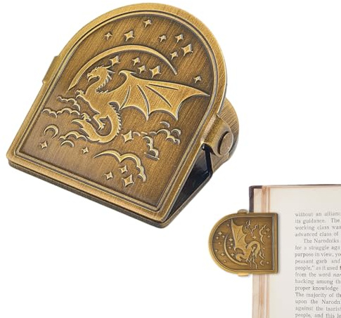 craspire Vintage Buchklammer Aus Metall Drachen Tagebuchklammern Metall Antik Bronze Dekorative Seitenbinderklammer Retro Aktenhalter Lesezeichen Für Notizbuch TN Reisende Kunst Journaling Lesen