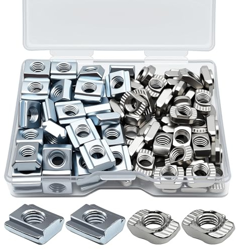 100Pcs 2020 Series M5 Carbon Steel Sliding & Drop-in T-Nuts, 50Pcs Metric Thread Slide-in T-Nut+50Pcs Hammer Head Drop-in T Nut for 6mm T-Slot Aluminum Extrusion Accessories Extruded Aluminum Hardware