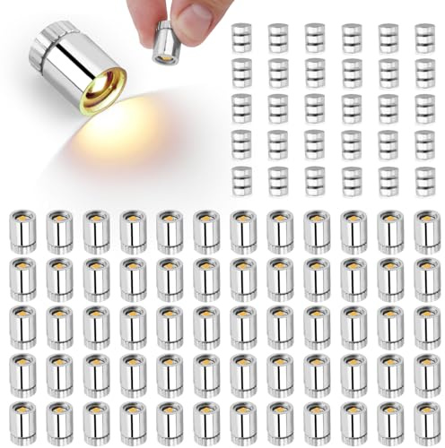 60stk Mini Led Leuchten mit 30stk Batterien, Miniatur-Lichterkette mit Kunststoffgehäuse für Bastelarbeiten Papierlaternen Miniatur-Szenenbau Puppenhauszubehör (Warmweiß)