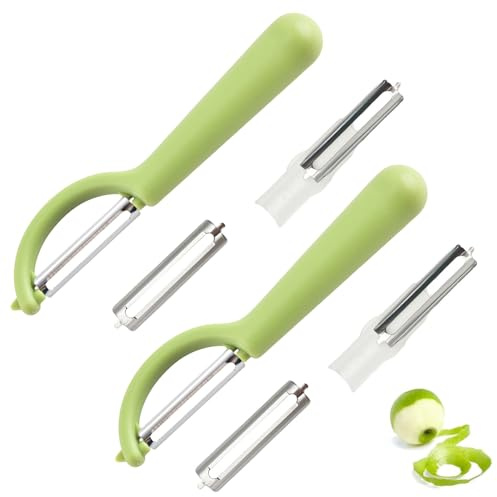 2 Stück P-Sparschäler für Tupper mit 4 Ersatzklingen,Schäler für Tupperware Ersatzteile,Kartoffelschäler für Spargelschäler,Edelstahl Ersatzklinge für Gemüseschäler,Schälmesser,Orangenschäler,Peeler