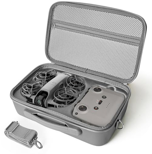 Tasche für DJI NEO 2, Tragbare PU Leder Tragetasche (Grau) | für DJI NEO 2 Fly More Combo Zubehör, Compatible with RC-N3/N Controller, Akku, Zweiwege-Ladestation, und Anderem Zubehör