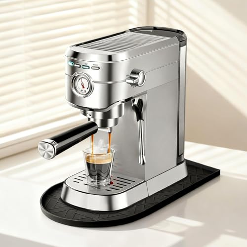 XXunivsun Silikon Kaffeematte für Arbeitsplatte - 40x20cm Unterlage, Hitzebeständige Silikonunterlage Rutschfest & Wasserdicht, Passend für Kaffeemaschinen - Schwarz (Schwarz)