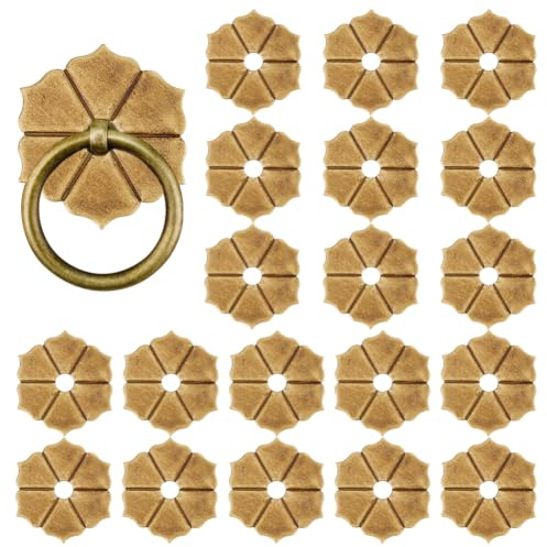 SUPERFINDINGS 20 Stück Messing Rückplatte Unterlegscheiben Blumenform Antik Bronze Schrankknopf Rückplatten Dekorative Unterlegscheiben mit 6mm Loch Für Restauration Schränke Schubladen Griffe