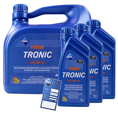 3x 1 L + 4 L = 7 Liter ARAL HighTronic 5W-40 Motoröl inkl.