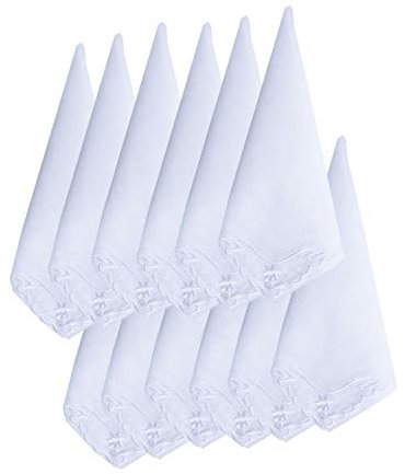 MileyMarla Damen Taschentücher mit Stickerei, Baumwolle, Weiß